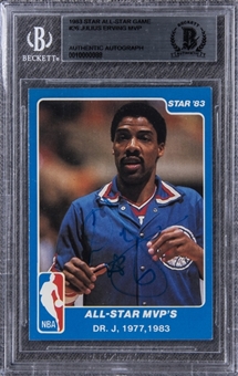 1983 Star All-Star Game #26 Julius Erving Signed Card - BAS